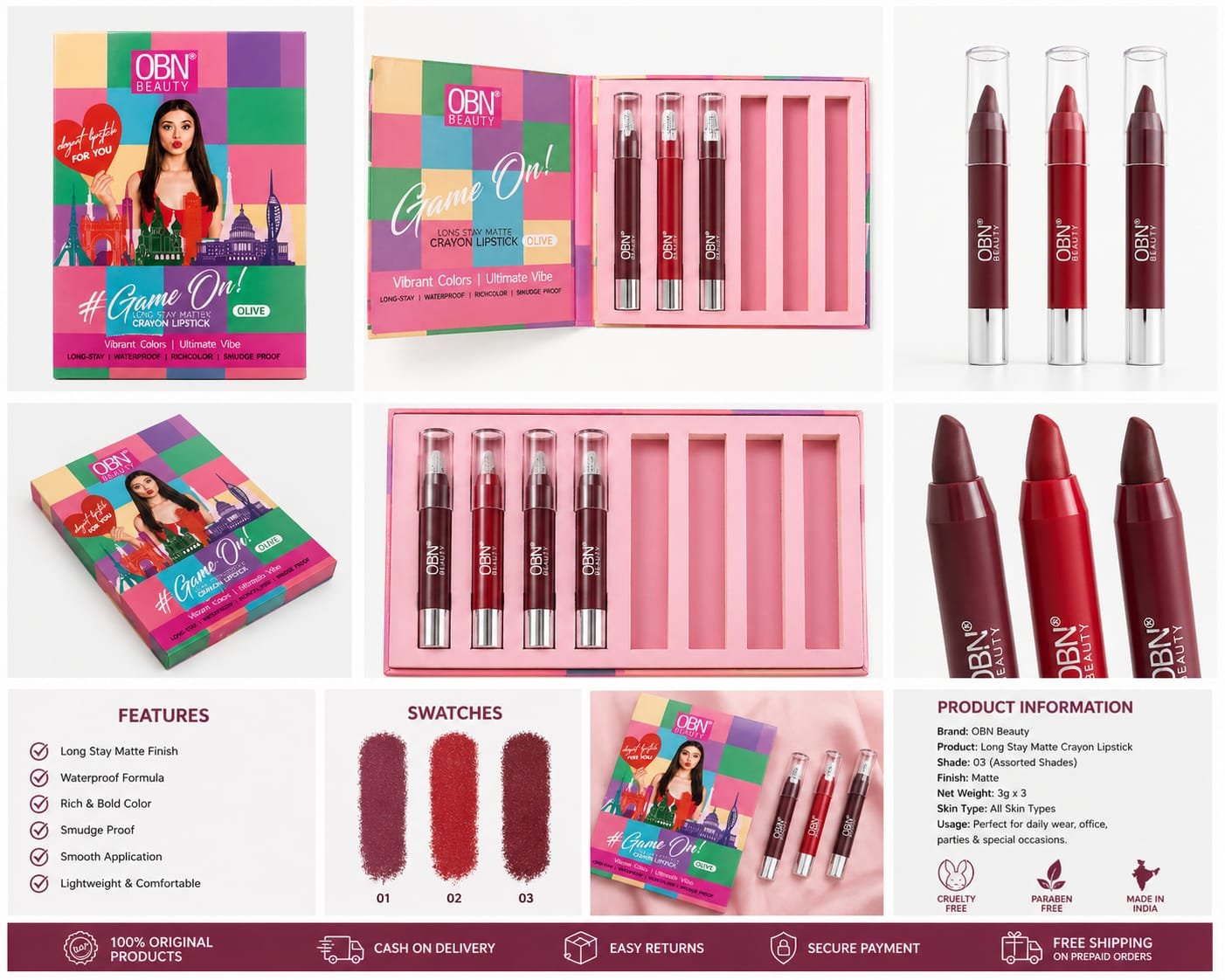 OBN long stay matte crayon lipstick